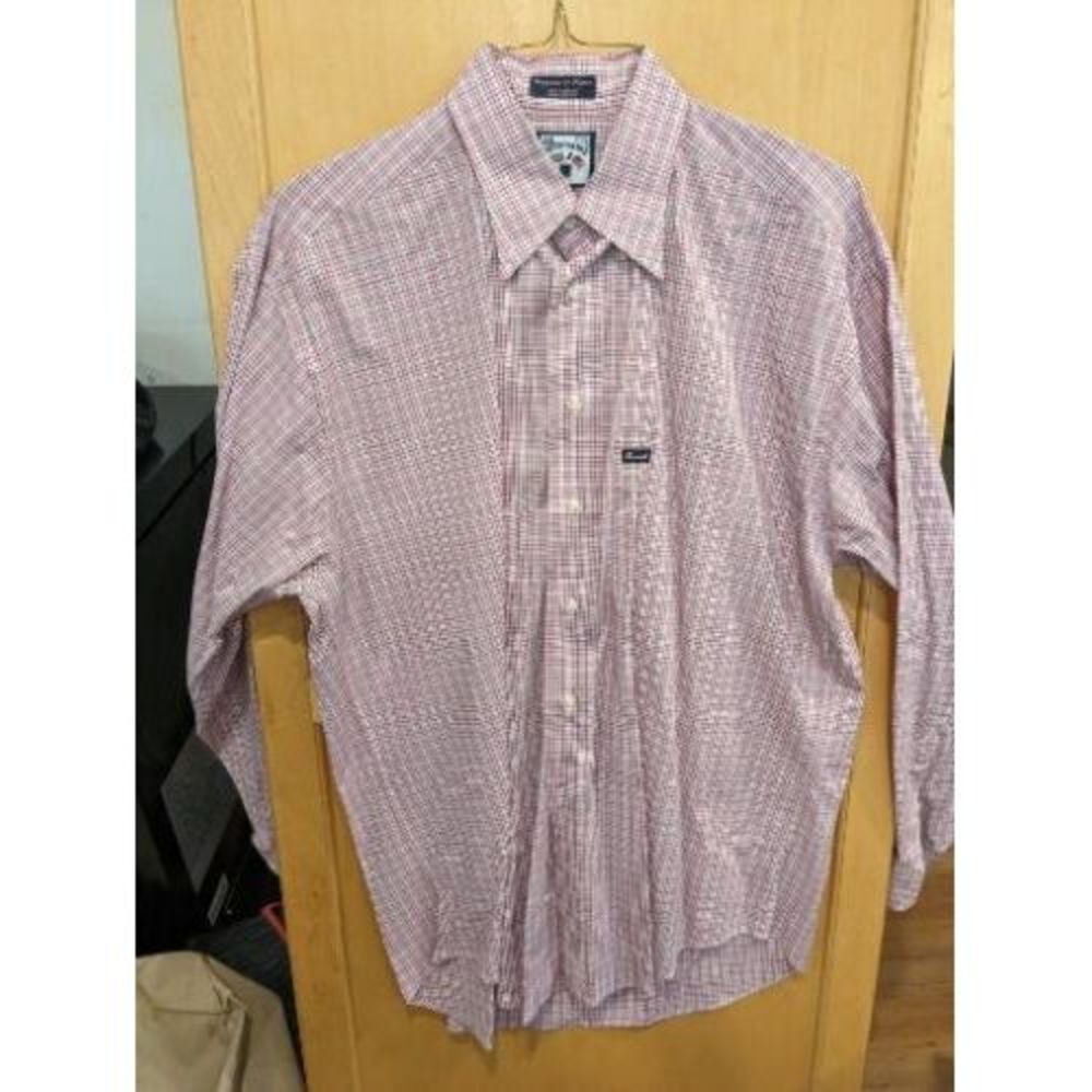Vintage‎ Faconnable Shirt Mens Red Long  Sleeve Button Down Made IN USA
